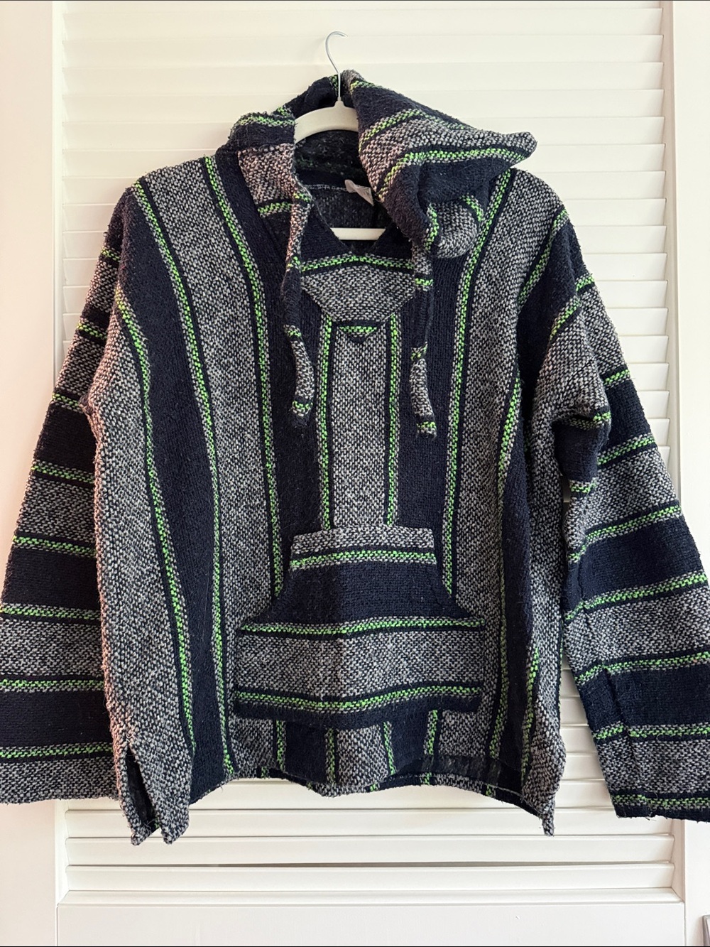 Men's Wanee Music Festival Hooded Baja Stripe Sweater - Black, Gray & Green